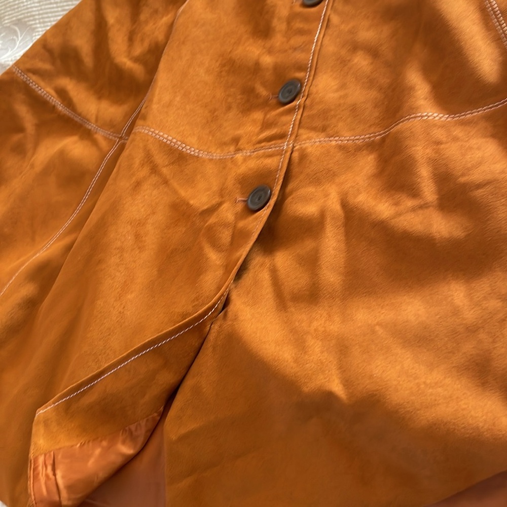 NWT Karen Millen skirt suede polyester size 8 back closure midi pockets - Picture 13 of 14